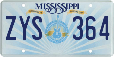 MS license plate ZYS364