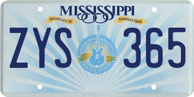 MS license plate ZYS365