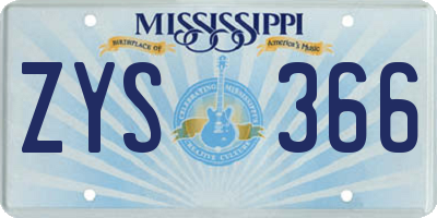 MS license plate ZYS366