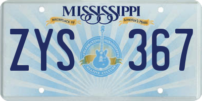 MS license plate ZYS367