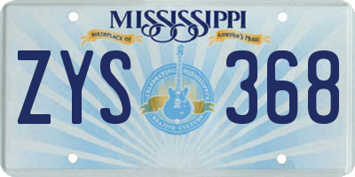 MS license plate ZYS368