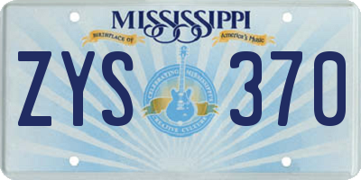MS license plate ZYS370