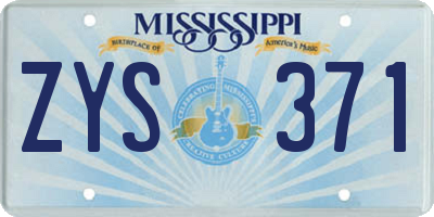 MS license plate ZYS371