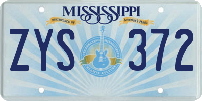 MS license plate ZYS372