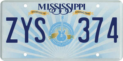 MS license plate ZYS374