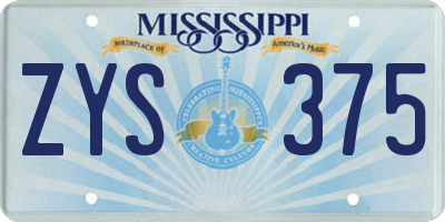 MS license plate ZYS375