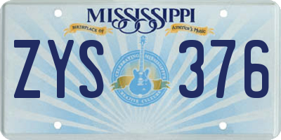 MS license plate ZYS376