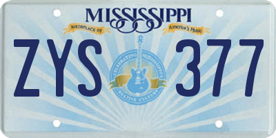 MS license plate ZYS377