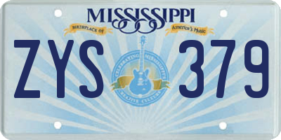 MS license plate ZYS379