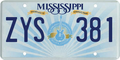 MS license plate ZYS381