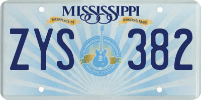 MS license plate ZYS382