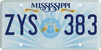 MS license plate ZYS383