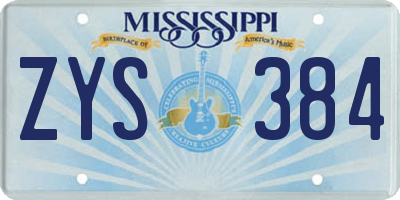 MS license plate ZYS384