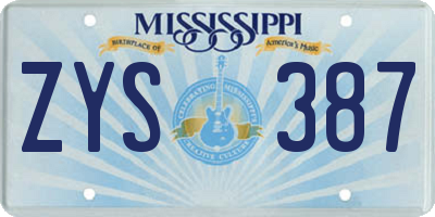 MS license plate ZYS387