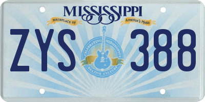 MS license plate ZYS388
