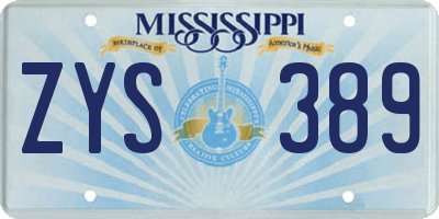 MS license plate ZYS389
