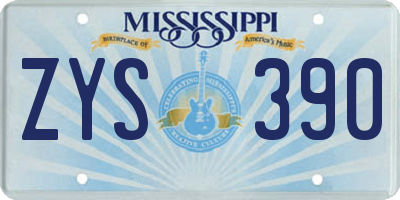 MS license plate ZYS390