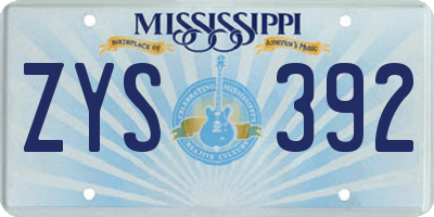 MS license plate ZYS392