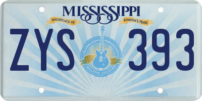 MS license plate ZYS393