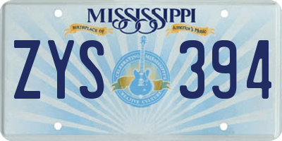 MS license plate ZYS394