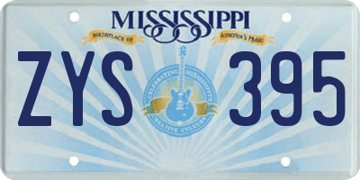 MS license plate ZYS395