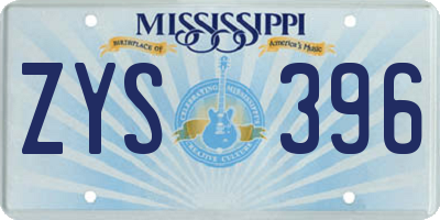 MS license plate ZYS396