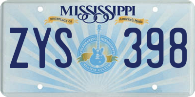 MS license plate ZYS398