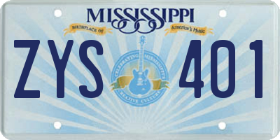 MS license plate ZYS401