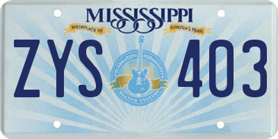 MS license plate ZYS403