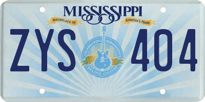 MS license plate ZYS404