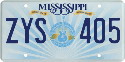 MS license plate ZYS405