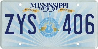 MS license plate ZYS406