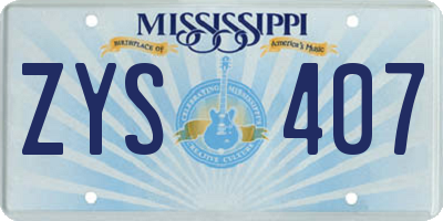 MS license plate ZYS407