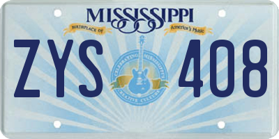MS license plate ZYS408