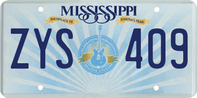 MS license plate ZYS409