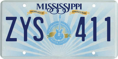 MS license plate ZYS411