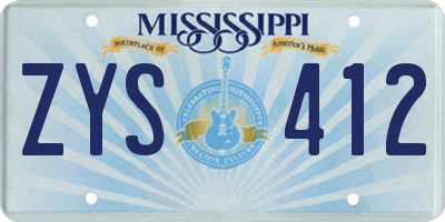 MS license plate ZYS412