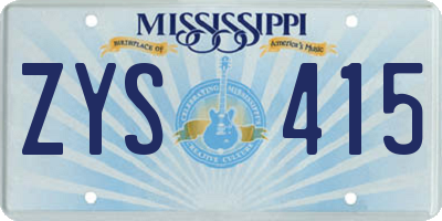 MS license plate ZYS415