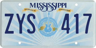 MS license plate ZYS417