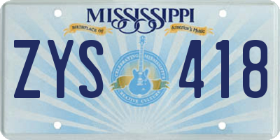 MS license plate ZYS418