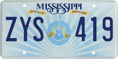 MS license plate ZYS419