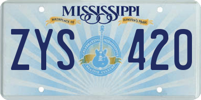 MS license plate ZYS420