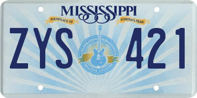 MS license plate ZYS421