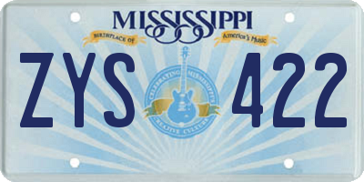 MS license plate ZYS422