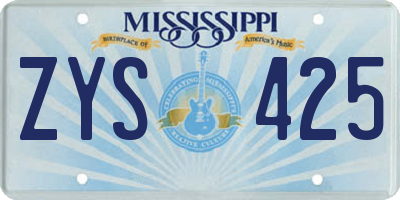 MS license plate ZYS425