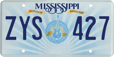 MS license plate ZYS427