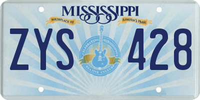 MS license plate ZYS428
