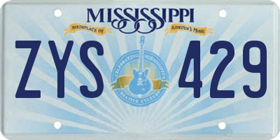MS license plate ZYS429