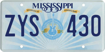MS license plate ZYS430