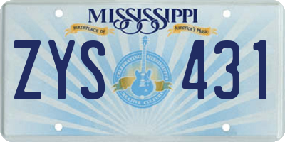 MS license plate ZYS431